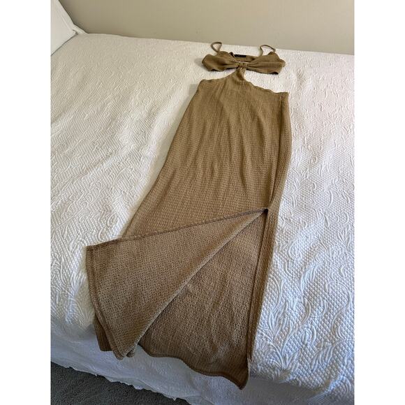 Shein Women's Beige Cutout Maxi Dress Size Medium - Picture 1 of 6